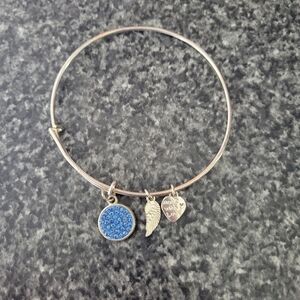 Silver Charm Bracelet with Blue and Silver Accents